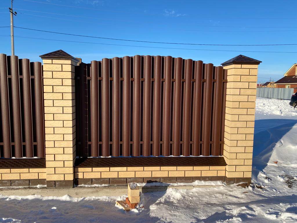 Забор из евроштакетника 57м RAL8017/8017 Шоколад двухсторонний МАТТЕ в Липецке